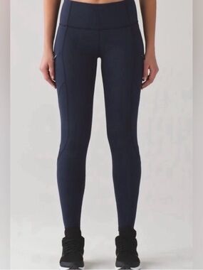 Lululemon Leggings 8 Cadence Crusher Inkwell Blue Yoga Running Zipper Pockets